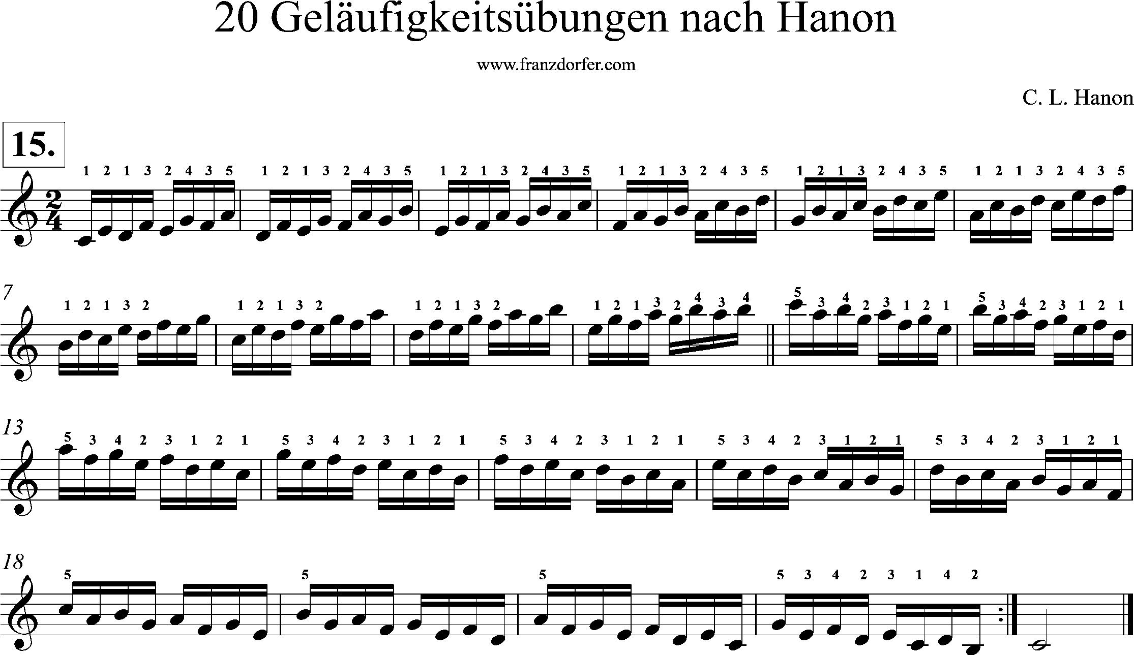 Akkordeonnoten, Hanon geläufigkeitsübungen, Nr-15